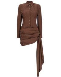 GIUSEPPE DI MORABITO - Shirt Collar Draped Mini Dress - Lyst