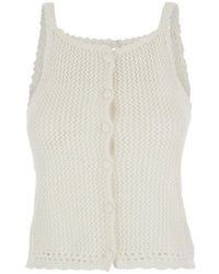DUNST - Ivory Solid Scoop Neck Top - Lyst