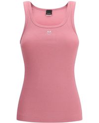 Pinko - Logo Round Neck Top - Lyst