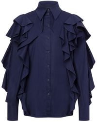 Alberta Ferretti - Stretch-Cotton Ruffled Detailing - Lyst
