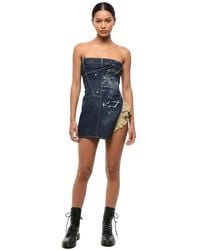 DSquared² - Distressed Strapless Mini Dress - Lyst