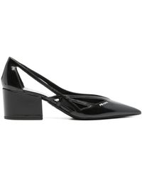 Prada - Brushed Leather Cut-Out Pumps - Lyst