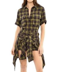 DIESEL - Checks Shirt Collar Mini Dress - Lyst