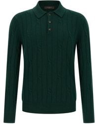 Zanone - Dark Braided Wool Polo Shirt - Lyst