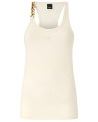 Pinko - Cream Scoop Neck Knitted Tank Top - Lyst
