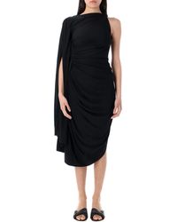 Bottega Veneta - One-Shoulder Draped Midi-Dress - Lyst