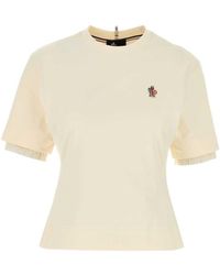 Moncler - Ivory Cotton T-Shirt - Lyst