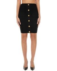 Balmain - Vichy Knit Skirt - Lyst