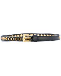 Prada - Skinny Eyelet Embellished Belt - Lyst