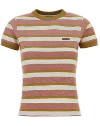Prada - Embroidered Cotton T-Shirt - Lyst