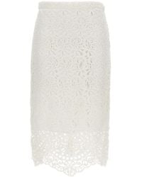 Burberry - Lace Midi Skirt - Lyst