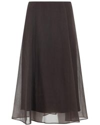 Brunello Cucinelli - Silk Midi Skirt - Lyst