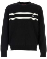 Gucci - Silk Cotton Sweater With Intarsia - Lyst