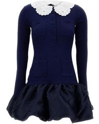 Self-Portrait - Woven Shirt Collar Mini Dress - Lyst