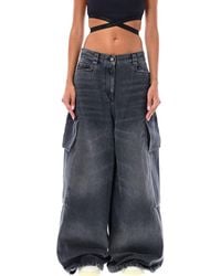 Palm Angels - Denim Wide Leg Cargo Jeans - Lyst