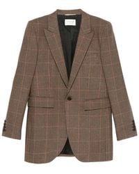 Saint Laurent - Plaid Notched Lapel Blazer - Lyst