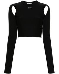 Off-White c/o Virgil Abloh - Cut-Out Long Sleeve Cropped Top - Lyst