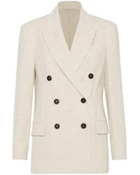 Brunello Cucinelli - Cotton Blend Double-Breasted Jacket - Lyst
