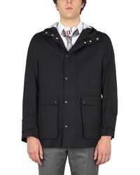 Thom Browne - High Neck Hooded Zip Parka Jacket - Lyst