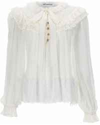 Self-Portrait - Embellished Round Neck Top - Lyst