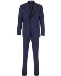 Tagliatore - Single-Breasted Suit With Notched Revers And Brooch Detail On The Front - Lyst