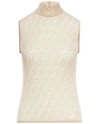 Fendi - High Collar Sleeveless Fitted Top - Lyst