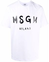 MSGM - Cotton T-Shirt With Logo Print - Lyst