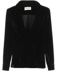 Saint Laurent - Velvet Blouse - Lyst