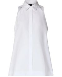 BOSS - Solid Shirt Collar Top - Lyst