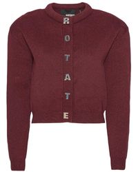 ROTATE BIRGER CHRISTENSEN - Cardigan With Letters Lining: No Lining Jumpers - Lyst