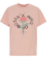 Ganni - Light Crew Neck Graphic Print T-Shirt - Lyst