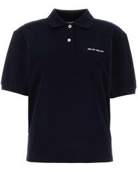 Miu Miu - Logo Shirt Collar Polo - Lyst