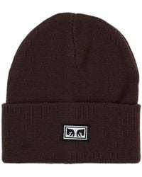 Obey - Dark Logo Knitted Beanie Hat - Lyst