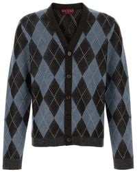 Gucci - Embroidered Stretch Wool Blend Cardigan - Lyst
