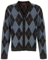 Gucci - Embroidered Stretch Wool Blend Cardigan - Lyst