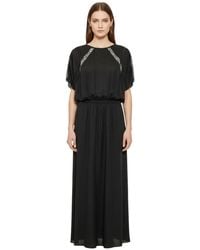 Pinko - Embellished Round Neck Maxi Dress - Lyst