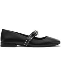 Versace - Gianni Ribbon Leather Ballerina Flats With Studded Bow - Lyst