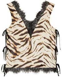Ganni - Animal Print V Neck Top - Lyst