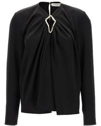 Lanvin - Draped Long-Sleeved Blouse - Lyst