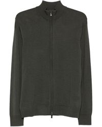 Emporio Armani - Wool Zipped Cardigan - Lyst