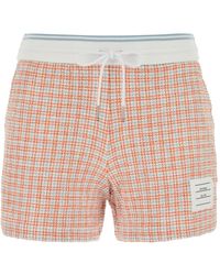 Thom Browne - Light Checked Tweed Track Shorts - Lyst