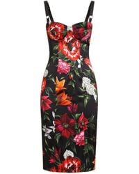 Dolce & Gabbana - Satin Printed Dress - Lyst