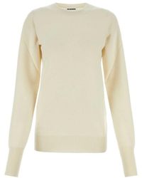 Jil Sander - Ivory Cashmere Sweater - Lyst