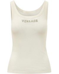 Versace - Logo Scoop Neck Top - Lyst