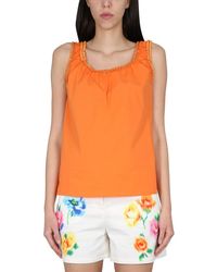 Moschino - Solid Scoop Neck Top - Lyst