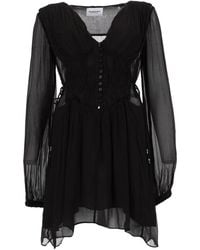 Isabel Marant - Pleated V Neck Mini Dress - Lyst