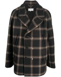 Maison Margiela - Check-Pattern Wool Coat - Lyst