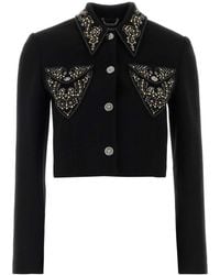Versace - Embellished Shirt Collar Jacket - Lyst