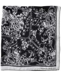 McQueen - Blackwhite Floral Scarf - Lyst