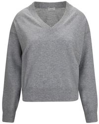Brunello Cucinelli - Solid V Neck Sweater - Lyst